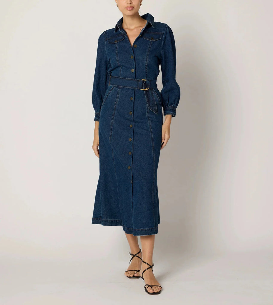 Naya Midi Dress: Denim
