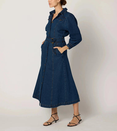 Naya Midi Dress: Denim