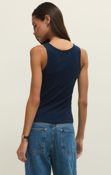 Slub Scoop Tank: Indigo