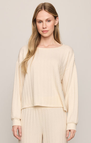 Daydreamer Cable Long Sleeve: Vanilla Ice