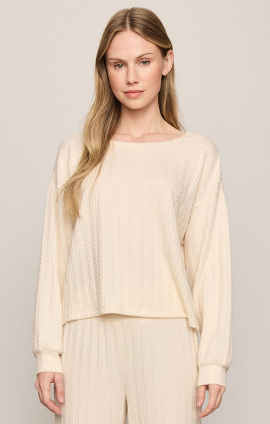 Daydreamer Cable Long Sleeve: Vanilla Ice