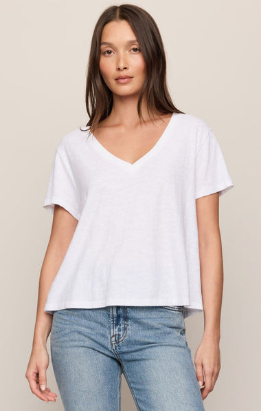 Nomad V Neck Tee: White