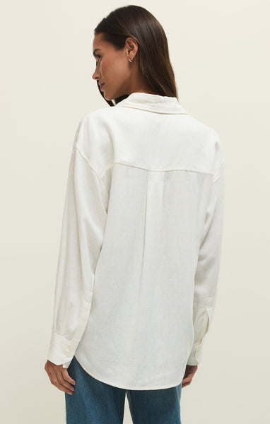 Alfie Linen Button Up: White