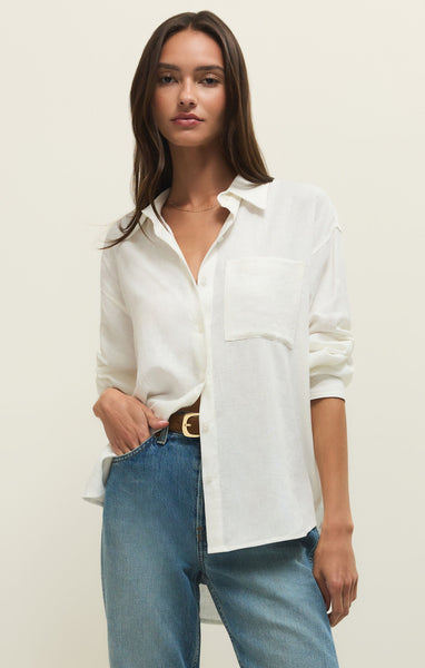 Alfie Linen Button Up: White