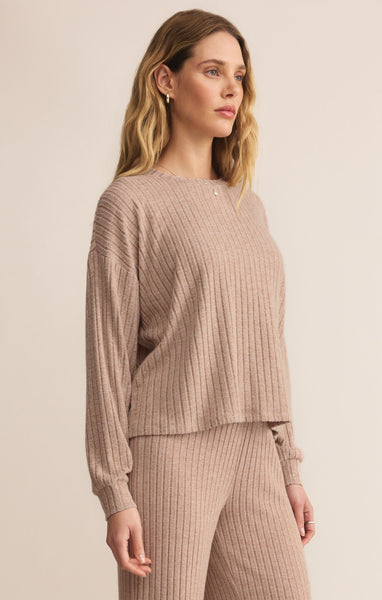 Daydream Rib Long Sleeve Top: Iced Coffee