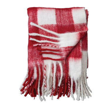 Red and White Plaid Throw