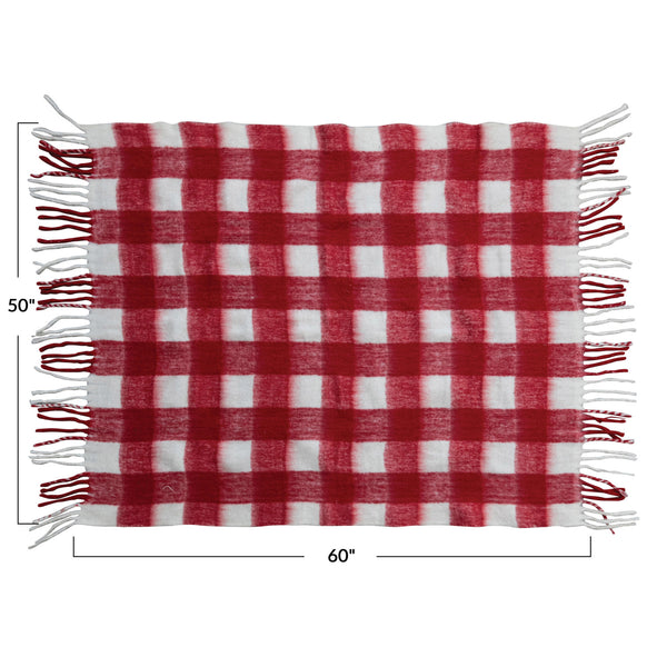 Red and White Plaid Throw