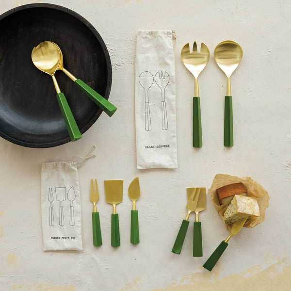 Green Resin Cheese Knives