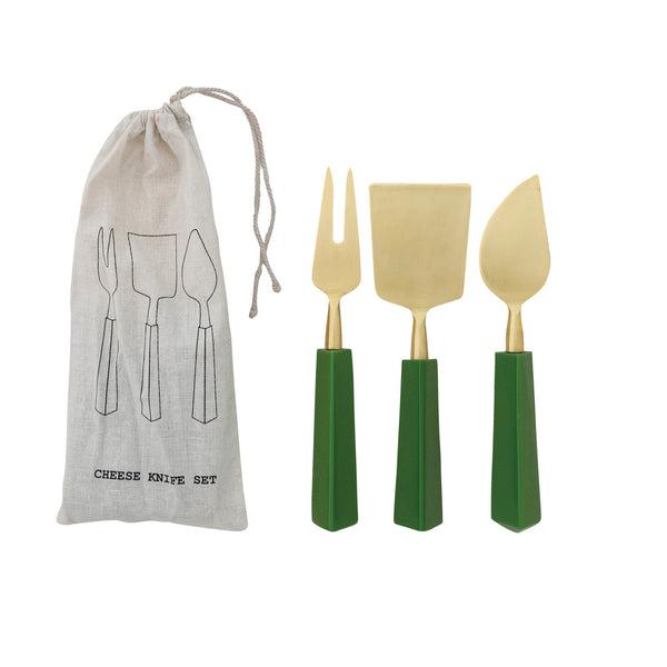 Green Resin Cheese Knives