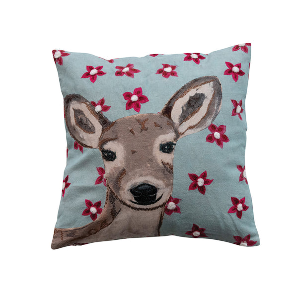 Floral Deer Pillow