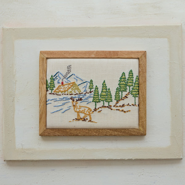 Mountain Cabin Embroidered Wall Decor