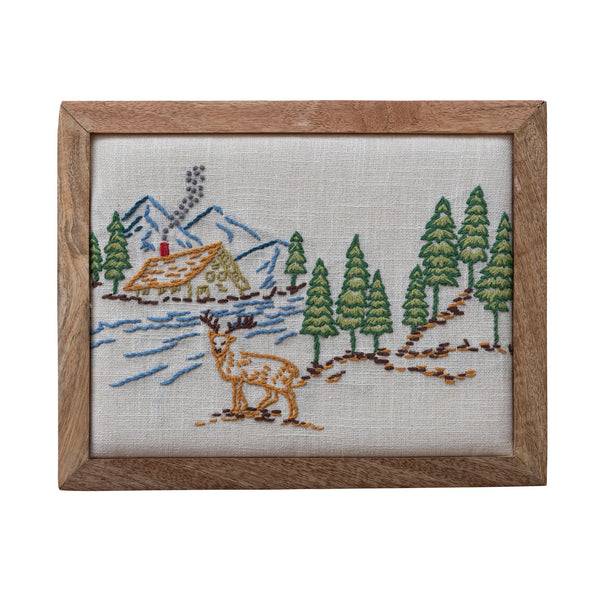 Mountain Cabin Embroidered Wall Decor