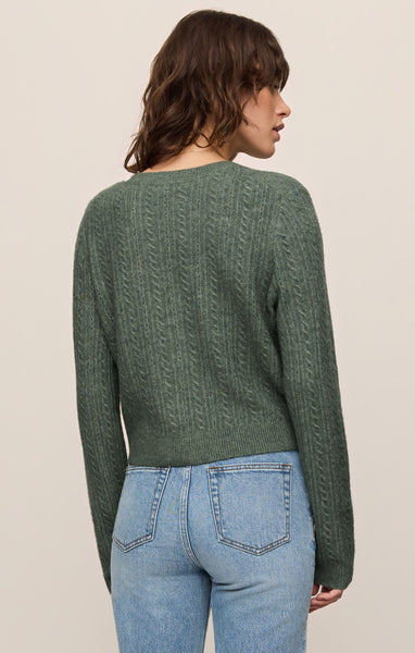 Medina Pointelle Cardigan: Monstera