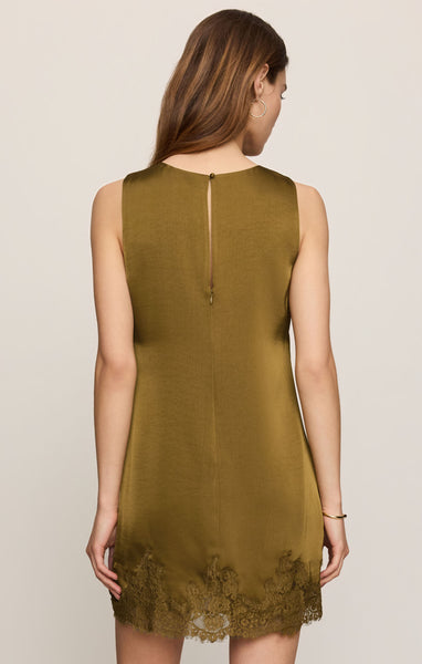 Meadow Muse Lace Mini Dress: Golden Sage