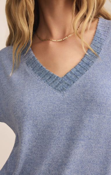 Courtney Long Sleeve Top: Blue Velvet