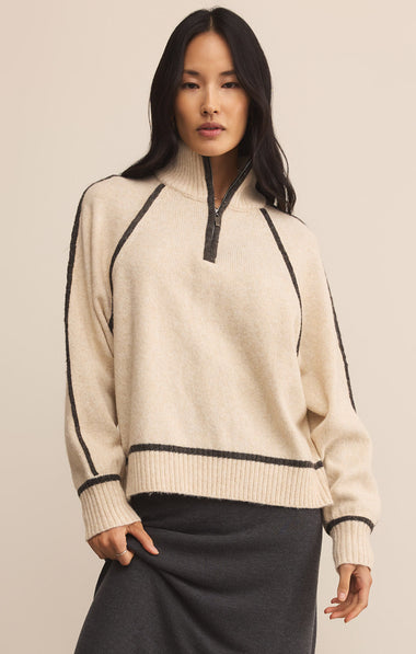Alps Half Zip Sweater: Light Oatmeal