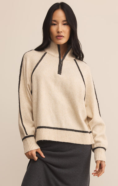 Alps Half Zip Sweater: Light Oatmeal