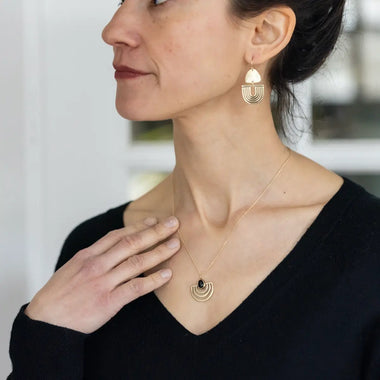 Halo Necklace: Brass + Onyx
