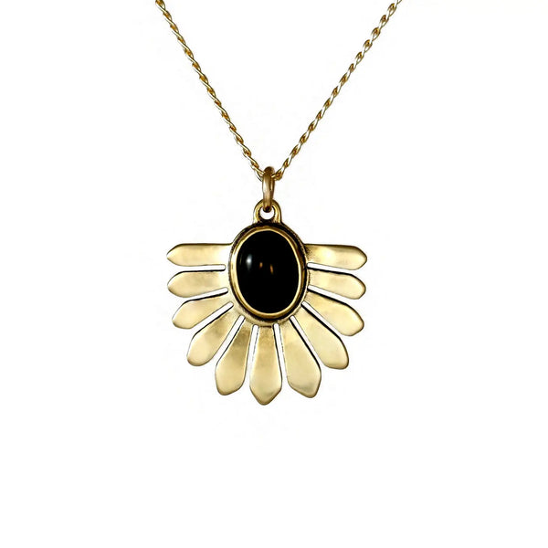 Sofi Necklace: Brass + Onyx