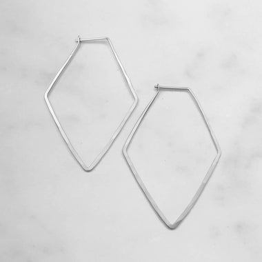 Diamond Shaped Hoops: Silver