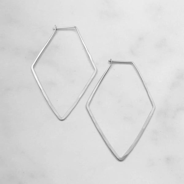 Diamond Shaped Hoops: Silver