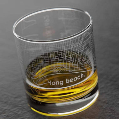 Long Beach Map Rocks Glass