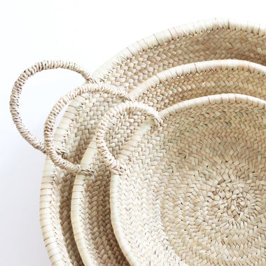 Straw Woven Plates With Handles