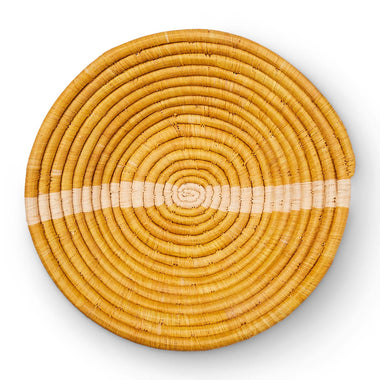 Mustard Striped Round Basket