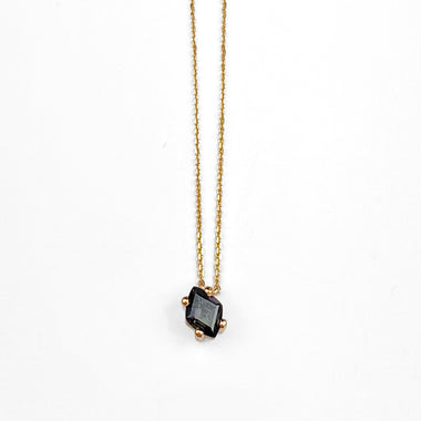 Black Night Quartz Diamond Cut Necklace