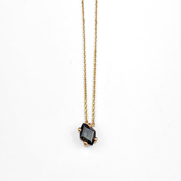 Black Night Quartz Diamond Cut Necklace