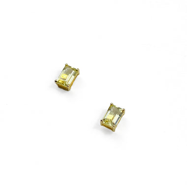 Lemon Quartz Baguette Studs