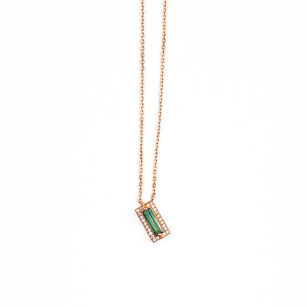 Green Envy Topaz and Diamond Halo Necklace