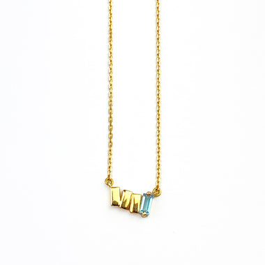 Swiss Blue Topaz Zig Zag Bar Necklace