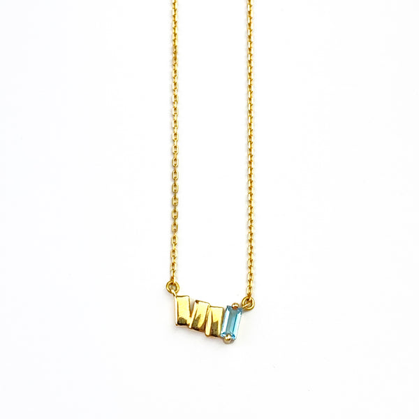 Swiss Blue Topaz Zig Zag Bar Necklace