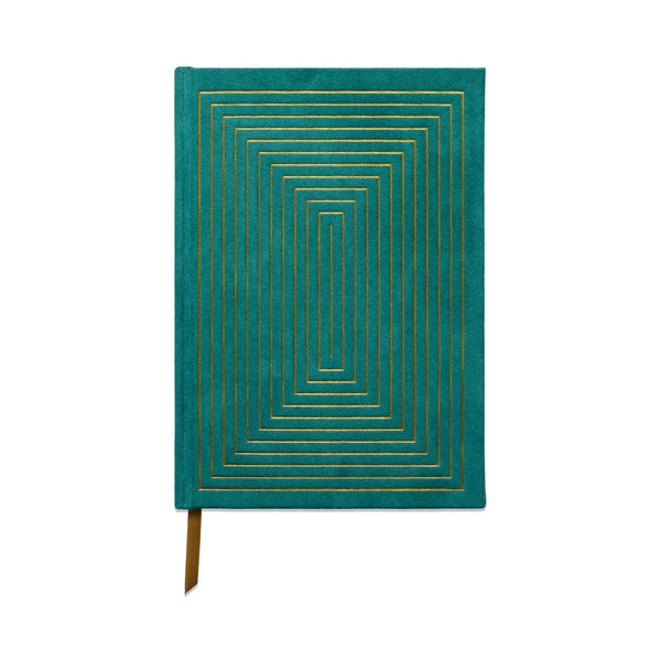 Green Linear Boxes Suede Journal