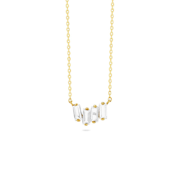 White Topaz Baguette Bar Necklaces
