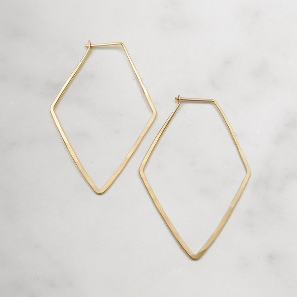 Diamond Shaped Hoops: Gold Fill