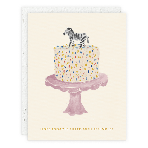 Zebra Cake Birthday Card - Blue Windows