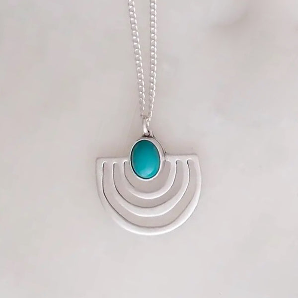 Halo Necklace: Silver + Turquoise