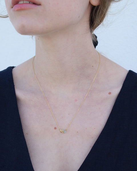 Swiss Blue Topaz Zig Zag Bar Necklace