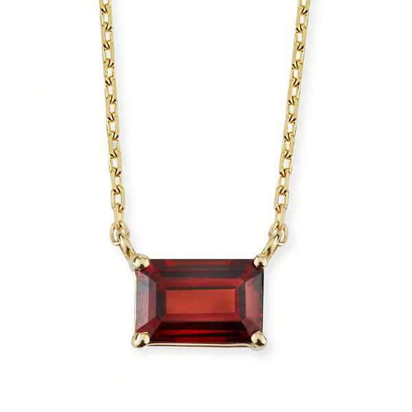 Garnet Emerald Cut Necklace